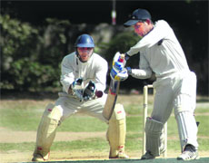 A batsman in action in a match in the 4th Uttarakhand Cricket Tournament played at Rangers' College ground in Dehradun on thursday. 