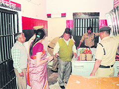 DS Garbayal, District Magistrate, Almora, inspects a police station.