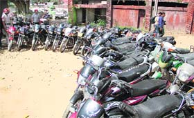 The stolen motorcycles in police custody in Jalandhar on Thursday