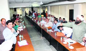 Councillors raise questions during the MC Budget meeting in Jalandhar on Thursday