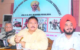IG Kartar Singh adresses mediapersons regarding Shaheed Bhagat Singh Wrestling Tournament in Jalandhar on Thursday
