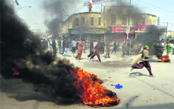 Protesters carry out a demonstration in Quetta, Pakistan on Thursday following killings by gunmen in Balochistan.