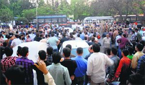 Jewellers protest ahead of Union Finance Minister Pranab Mukherjees visit to Chandigarh, on Friday. 