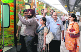 Residents board the Amritsar-Chandigarh Duronto Express.