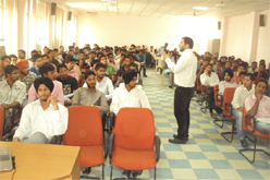 A seminar in progress at the Guru Kashi University in Bathinda. 