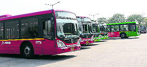 CTU buses parked at the workshop in the Inter-State Bus Terminus at Sector 43 in Chandigarh on Saturday
