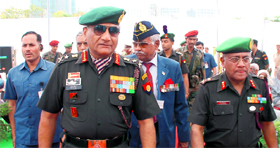Army chief Gen VK Singh arrives at a convention of the Indian Ex-Services League veterans in Gurgaon on Saturday.