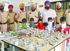 The juveniles with stolen sanitary fittings in Jalandhar on Saturday.