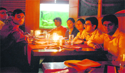 The Earth Hour being observed at a restaurant in Ludhiana on Saturday. 
