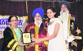 Charanjit Singh Atwal, Speaker, Vidhan Sabha, at the convocation of GCW in Ludhiana on Saturday.