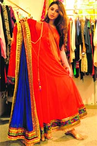 Free fall: Chandni showcases an Anarkali suit. Photo: Pardeep Tewari