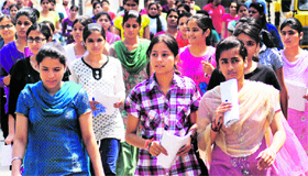 Students coming out of the AIPMT examination centre at Sector 7 in Chandigarh on Sunday.