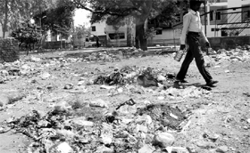 Garbage scattered at a park in Phase I of Mohali.