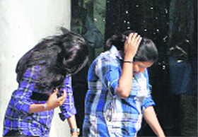 Bees hover over two girls in Sector 17, Chandigarh.