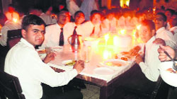 Cadets of Rashtriya Indian Military College have candlelight dinner to observe Earth Hour in Dehradun on Saturday.