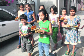 On the last day of Navratra, kanya pujan was observed by residents of Rohtak on Sunday