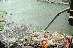 The nullah filled with garbage in Rajouri. 