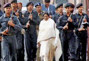 The security ring around former UP CM Mayawati. 