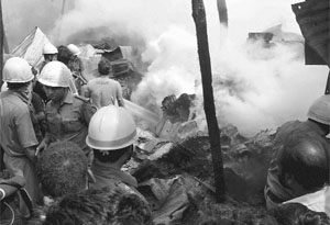 Firefighters douse the blaze that broke out at a paper factory in Kolkata on Sunday. 