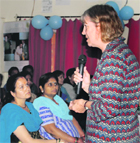 Carolyn Reed delivers a lecture on autism at a workhshop in Dehradun on Monday.