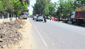 Dumping of waste by the roadside and haphazard parking are commonplace on the Jammu-Akhnoor national highway.