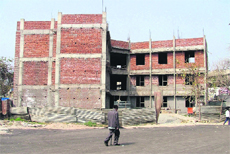 The driver and guard running room under construction at the Ludhiana railway station.