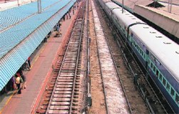 The track which was cleaned ahead of the visit of the Chief Safety Officer at the Ludhiana railway station. 