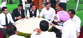 A lunch party being hosted by a candidate for the District Bar Association polls in Jalandhar on Tuesday.