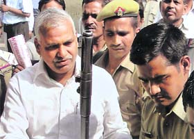 UP ex-minister Babu Singh Kushwaha in a Ghaziabad court on Tuesday