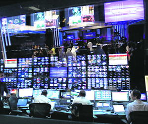 People work at the News Operation Center at the Sky News Arabia studios in Abu Dhabi, United Arab Emirates. The satellite television channel launches on May 6 and will be competing against popular channels like Al Jazeera and Al Arabiya for Arab-speaking viewers.