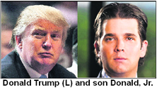 Donald Trump (L) and son Donald, Jr.