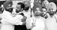 Amarjit Singh Longia with Sanjeev Sharma; and (right) Snehpreet Singh with Ranjodh Singh in Mohali 
