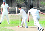 A cricket match in progress between Rock Star and St Johns School at Sector 26 in Chandigarh