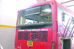 A low-floor bus plying under the City Bus Service project was damaged by miscreants in Ludhiana. 