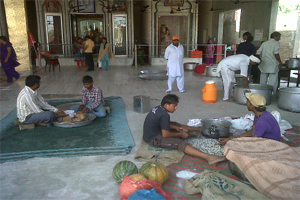 Preparations being made for Fridays langar in the Balaji temple at Goniana in connection with Hanuman Jayanti. 