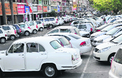 A jam-packed parking lot at Sector 22-B in Chandigarh.