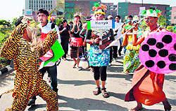 Foreign students of Lovely Professional University participate in One World in Phagwara on Thursday