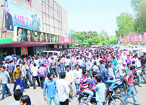 A huge rush outside the Aanam Cinema hall where Mirza  The Untold Story was released in Amritsar on Friday