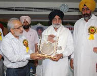 Punjab Education Minister Sikander Singh Maluka being presented a memento by the chairman and managing director of Baba Farid Group of Institutions (BFGI) during a felicitation ceremony at BFGI in Bathinda on Friday. Also seen in the picture are Bathinda (Urban) MLA Sarup Chand Singla and Kotkapura MLA Mantar Singh Brar.