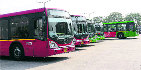 CTU buses parked at the ISBT, Sec 43, Chandigarh.