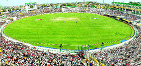 An aerial view of the PCA Stadium in Mohali.