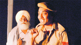 Artistes stage the play Inquilab Zindabad at the Punjab Kala Bhawan in Chandigarh on Friday.