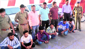 Members of a gang of vehicle lifters arrested by the police in Haridwar on Friday.