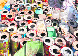 Cans of ashes in Haridwar on Friday