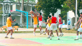 A match in the RIMC inter-section basketball tournament in Dehradun on Friday.