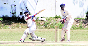 A match in progress during the 4th Uttarakhand Cricket Tournament in Dehradun on Friday.