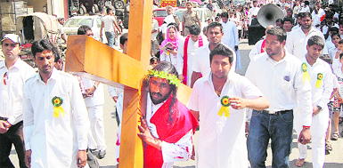 Christians take out a procession to mark Good Friday in Jalandhar.