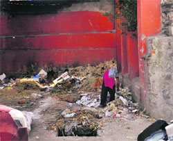 The garbage collection point in the busy Parade area has become a major health hazard for the residents. 