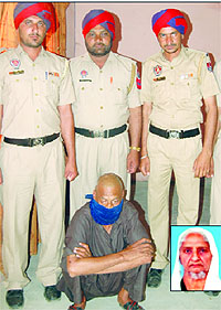The accused, Avtar Singh, at the Patara police station in Jalandhar on Friday and (inset) Darshan Kaur