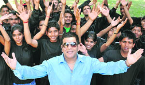 Ajay Jhingran (in blue shirt) with Theatre Age kids